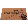 HF by LT Beware of Chickens Doormat 100% Coir Doormat,