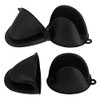 Vaincre 4PCS Silicone Oven Mitts Heat Resistant for Kitchen, Mini Rubber Oven Mitts Oven Glove, Small Kitchen Mittens, Pinch Mitts Pot Holders, Cute Cooking Mitts (Black and Black)