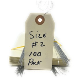 Valchemist - Manila Tags with Attached Metal Wire Heavy Duty Manilla Pre Wired Paper Shipping Tag | Reinforced Eyelet Great for Inventory, Parts, Sales, Tools & More | Pack of 100 (Size #2)