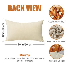 Fahrendom Happy Fall Y'all Lumbar Decorative Rectangle Pillow Covers 12 x 20 Set of 4, Fall Sweet Fall Pumpkin Maple Leaves Porch Patio Outdoor Pillowcase, Autumn Stripes Sofa Cushion Case Home Decor