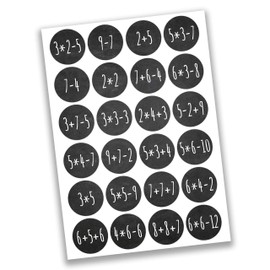 Papierdrachen 24 Advent Calendar Number Stickers – Calculation Tasks No. 68 – Stickers 4 cm – for Crafts and Decorating