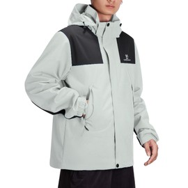 CAMEL CROWN Men's Waterproof Jacket Rain Coat Windbreaker Hooded for Outdoor Hiking Climbing Traveling