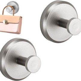 Ganchos de Succión para Baño Conjuntos 2 Piezas, Ganchos Pared de Acero Inoxidable de Ropa Soporte, Ganchos Adhesivos Pared Colgador de Toallas para Baño Ganch (Plateado)