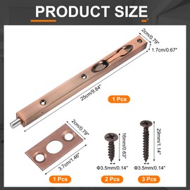 uxcell uxcell Door Bolts Latch 10 Inch, Stainless Steel Security Door Guard Lever Action Flush Slide Lock for Inactive Leaf, Double Dummy Door, Red Bronze