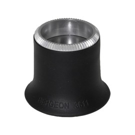 BERGEON 3611-N-4 Magnifying Glass 2.5X Ergonomic Modern Soft Rubber Black with Screw-On Aluminium Ring, black