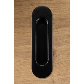 JUVA Shell Handle Sliding Door Round Inlet Handle Oval Sliding Door Handle Stainless Steel Black Matt - H10204 | Furniture Handle Black PVD Coated | 130 x 37 mm | 1 Piece - Shell Handle for Inlet in