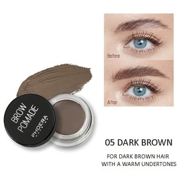 PHOERA Eyebrow Pomade Waterproof 24 Hours Long Lasting Sweat Resistant Brow 6 Colours Cream Gel (05 Dark Brown)