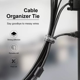 Floveme Cable Organizer Wire Winder Clip Earphone Holder Mouse Cord - Black, 1M (3.3F)