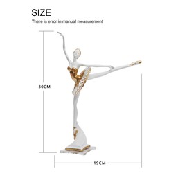 HAUCOZE Ballerina Figur Statue Frau Skulptur Modern Mädchen Dekor Wohnzimmer Kunst Arts Polyresin Geschenk 30cm