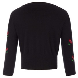 Belle Poque BP000609 Women's 3/4 Sleeve Bolero Festive Cardigan Cherry Bolero Jacket Shoulder Jacket, Bp609-101