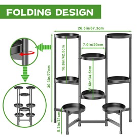KHayRovies 5 Tier Plant Stand Indoor Tall, Adjustable Black Plant Shelf for Multiple 8 Potted Flower Plants Holders, Corner Metal Flower Display Rack for Patio Garden Balcony Living Room Office (A)