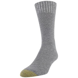 GOLDTOE Men's Hudson Crew Socks, Multipairs, Grey Marl/Black/Charcoal (6-Pairs), Large