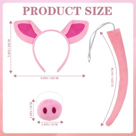 Coinmor Pig Ears Nose Costume Adult Animal Headband Tail Outfit Accessories Cute Pink Suit Women Men