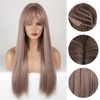 Diamondspart Wigs Women Long Straight Ash Purple Synthetic Full Wigs