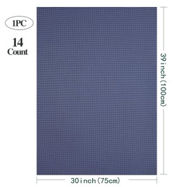 Aida Cloth Cross Stitch Fabric, 14 Count, Big Size (Dark Blue, 39 * 30in)
