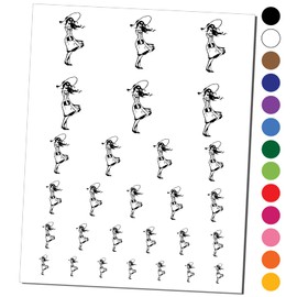 Beautiful Woman in Sundress with Sun Hat and Sunglasses Temporary Tattoo Water Resistant Fake Body Art Set Collection - Black (One Sheet)