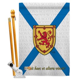 Breeze Decor HS108187-BO Nova Scotia World Canada Provinces Decorative Vertical, House Flag Set 28"x 40" w/Flagpole, Multi-Color