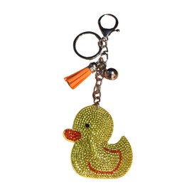 Popfizzy Bling Yellow Duck Keychain Accessories for Women and Girls, Rhinestone Rubber Ducky Key Chain, Lucky Duck Gifts