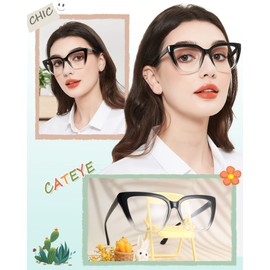 MARE AZZURO Oversized Reading Glasses 3.50 Women Large Cat Eye Readers 100 125 150 175 200 225 250 275 300 350 400 500 600 (Black+clear, 3.5)