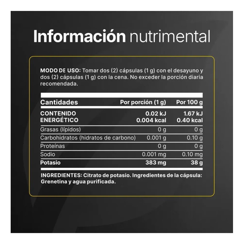Citrato De Potasio De 240 Cápsulas B Life Sin Sabor