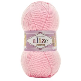 55% Cotton 45% Acrylic Yarn Alize Cotton Gold Thread Crochet Hand Knitting Art Lot of 4skn 400 gr 1444 yds (518-Ballerina Pink)