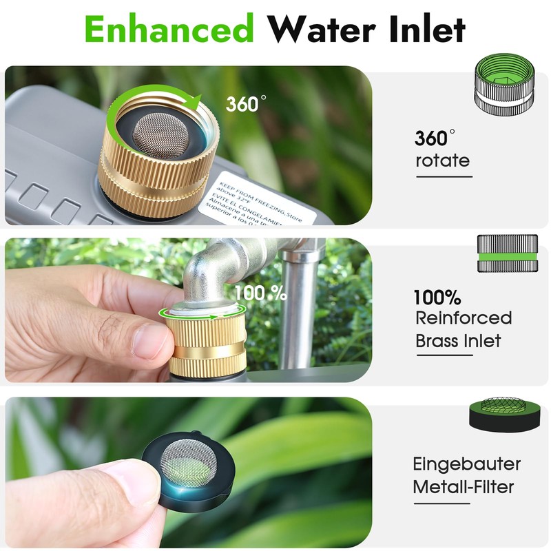 Insoma Water Timer with Brass Inlet, 3 Independent Zones Outdoor