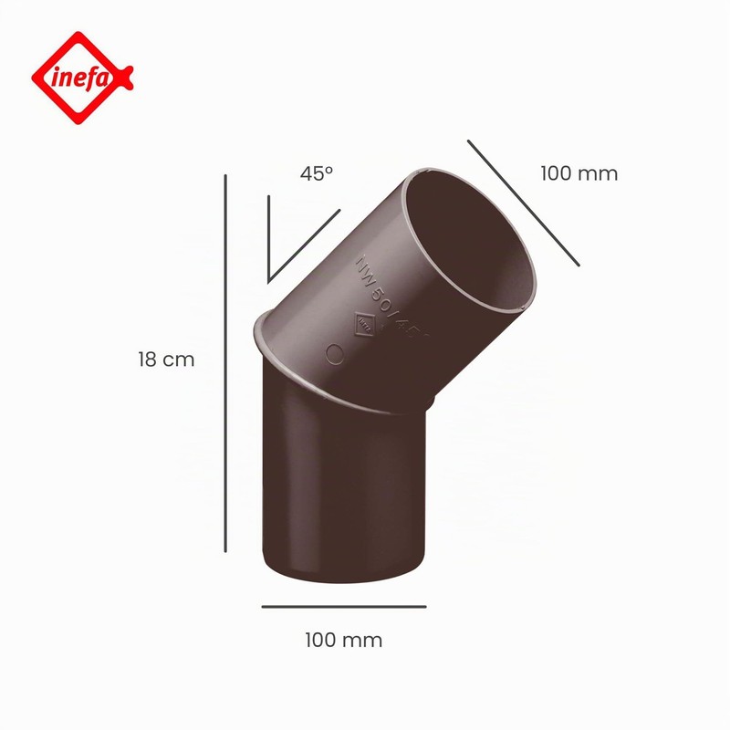 INEFA Rain Pipe Elbow 45 Degrees for Downpipe, PVC DN100