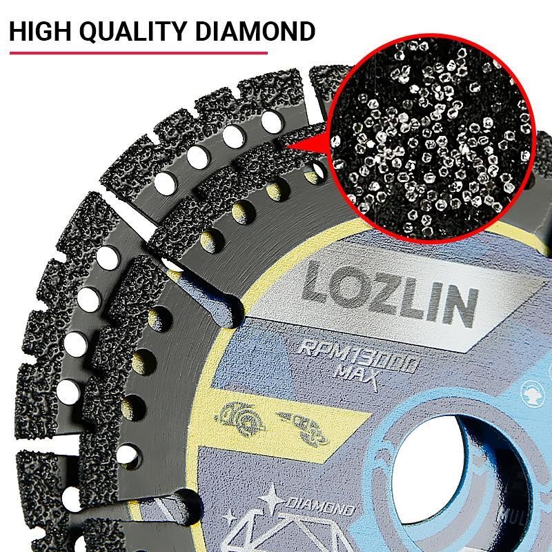 LOZLIN 3PCS 4.5" Multi-Material Cutting Blades - Dry Cut Metal,