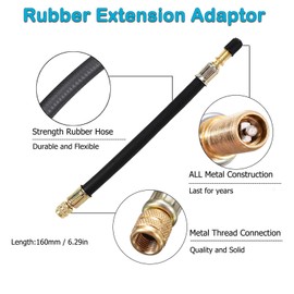 YUENTOEN 2Pcs Tire Valve Extension, Flexible Rubber 160MM Tire Valve Extender Inflatable Hose with 2Pcs 90 Degree Brass Tire Valve Stem Extension Adaptor for Cars Truck Motorcycle Bike
