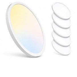 6Pack 3200LM Dimmable LED Flush Mount Ceiling Lights, 12 Inch 5CCT Selectable 2700K-6500K, Super Slim 0.59" 28W Round Low Profile Flat White Ceiling Light Fixtures for Bedroom Kitchen Hallway Garage