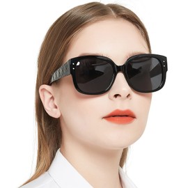 AEZUNI Trendy Reading Sunglasses 2.5 Women Stylish Square Sun Readers UV Protection Not-Bifocal 1.00 1.50 2.00 2.50 3.00 3.50 (Black)