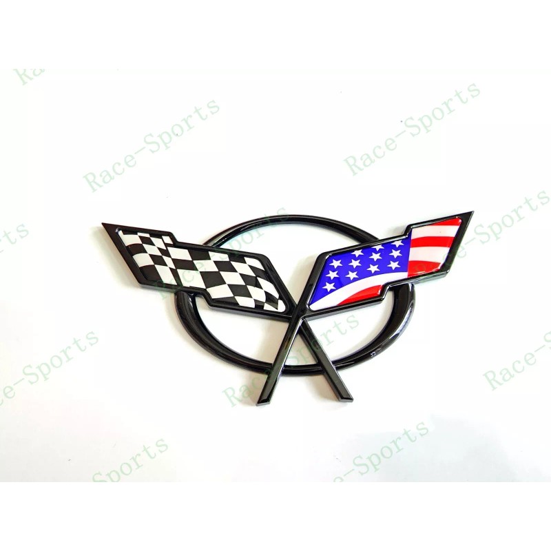 AUTO 2PC Black Front & Rear Deck Lid Cross Blue