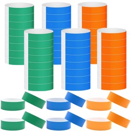 300 Pieces Paper Wristbands Waterproof Colorful Disco ID Wristbands for Amusement Parks Party Bar Exhibition Waterproof (25 x 1.9 cm) (3 Colors)