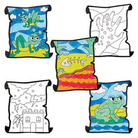 Baker Ross FX941 ‘The Ten Plagues Of Egypt’ Colour In Window Decorations - Pack of 20, Religious Education Arts and Crafts Kits for Kids