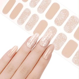 NKA Semi-Cured Gel Nail Strips Kit – 20 Strips in 10 Sizes – Quick & Easy Application – Cures in 60 Seconds – Includes Mini File, Cuticle Stick & Prep Pads – Long-Lasting, Sandy Beach