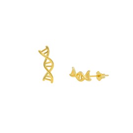 ScienceFox DNA Helix Stud Earrings 925 Sterling Silver in Silver Gold Rose Gold Colour Available Biology Chemistry Student Double Helix, Sterling Silver