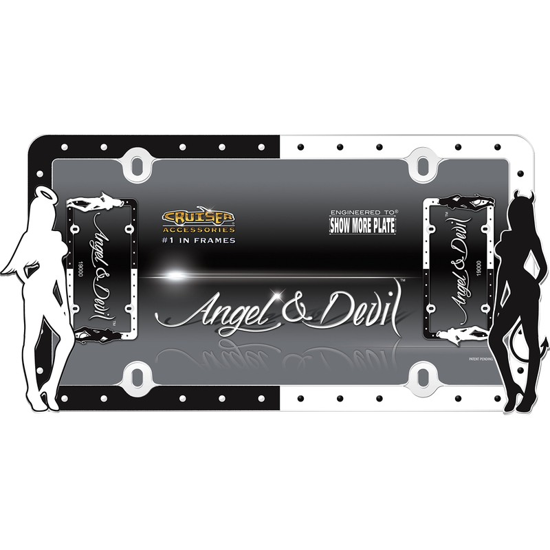 Cruiser Accessories 19000 Angel & Devil License Plate Frame, Black/White