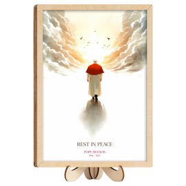 Pope Francis Picture, Memorabilia Photo Pope Francis Merch Gifts, Imagen Del Papa Francisco Memorial, Small Posters Picture Framed Prayer Cards, Catholic Portrait Items Religious Gifts Decor (5.6"x4")