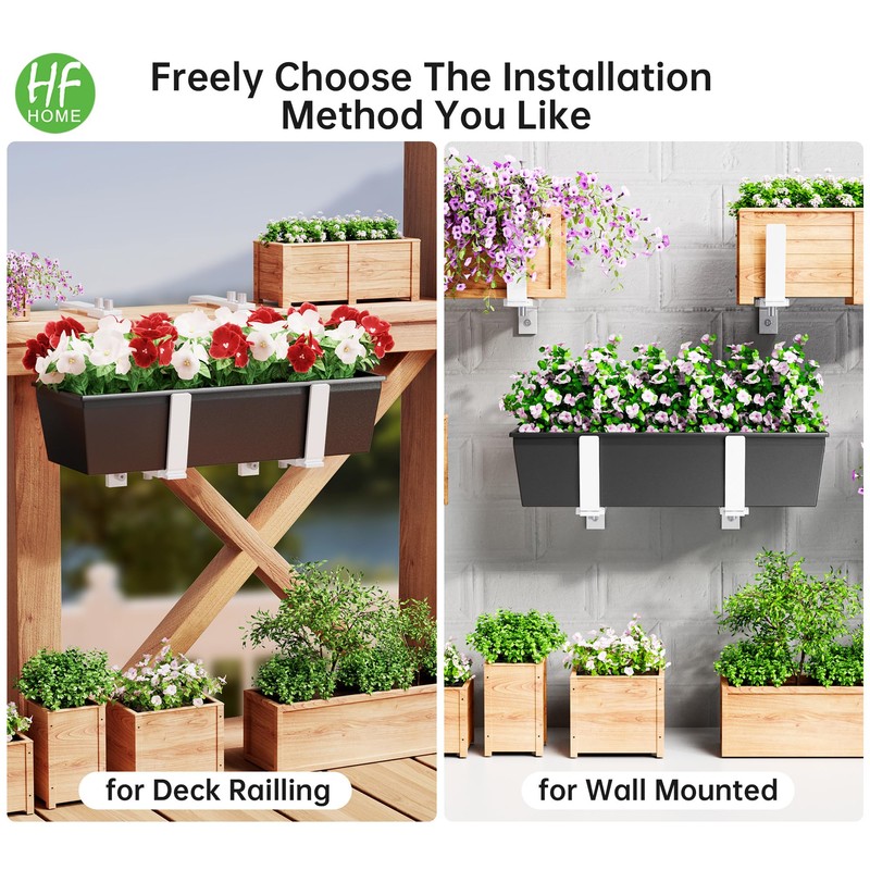 HFHOME Set of 6 Adjustable Window Planter Box Brackets, White