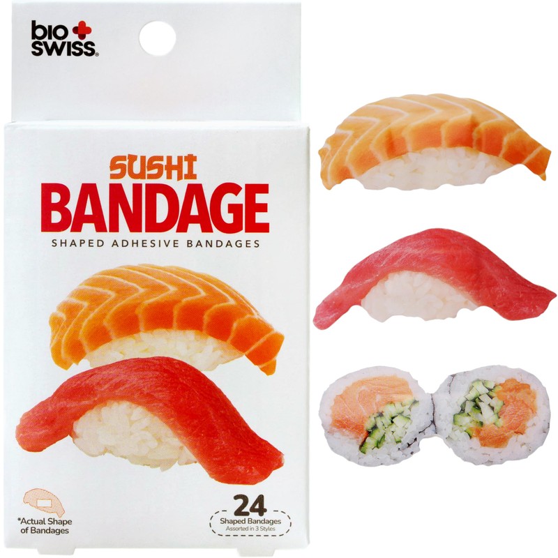 BioSwiss Vendas autoadhesivas con forma de sushi, sin látex, estériles,