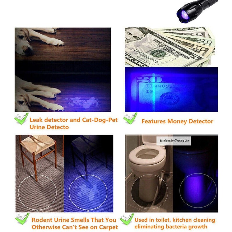 Unbranded UV Flashlight Black Light Super Bright 120000lm Torch Ultra