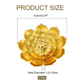 sourcing map 2pcs Incense Burner Kit, Brass Lotus Stick Incense Holder Multiple Incense Holes Detachable Ash Catcher for Yoga, Meditation, Gold