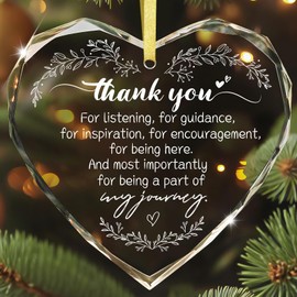 FaCraft Thank You Gifts for Women - Thank You Christmas Ornaments Glass Keepsake - Appreciation Gifts for Teachers Coworkers Friends Boss Employee Retirement Farewell Leaving Going Away Ideas