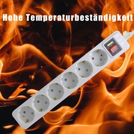 EVOELEC Power Strip with Switch, Multiple Socket with Overcurrent Protection, Switch, Corrosion Resistance and High Temperature Resistance (6/White)