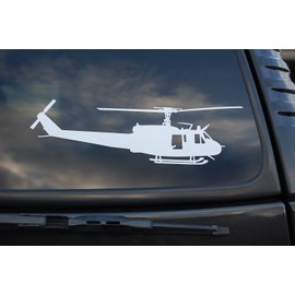Five Star Graphics Huey Helicopter Vinyl Sticker Pilot Wall Art Deco Car Window Choose Size (V419) (8" x 2.5", White)