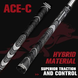 Geoleap ACE-C Golf Grips Set of 13- Cord Rubber, Hybrid Golf Club Grips, Standard/Mdisize, 10 Colors Optional. (Black, Midsize)