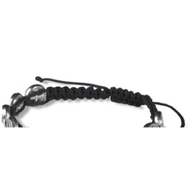 Silver Tone Saint Benedict Medal on Adjustable Black Cord Wrist Bracelet, 8 Inch, Pack of 3