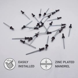 Pack of 500 Painted Blind Rivets 4.0 x 10 mm, Dome Head, DIN 7337, Aluminium Rivets and Steel Mandrel, Pop Rivets (500, Grey Brown RAL 8019)
