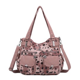 Angelkiss Soft Handbags Purses for Women Large Satchel Shoulder Bags 5739/1 (leopard pink)