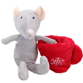 AB TOOLS Cat Gift Christmas Festive Small Crinkly Plush Mouse In A Teacup Play Toy
